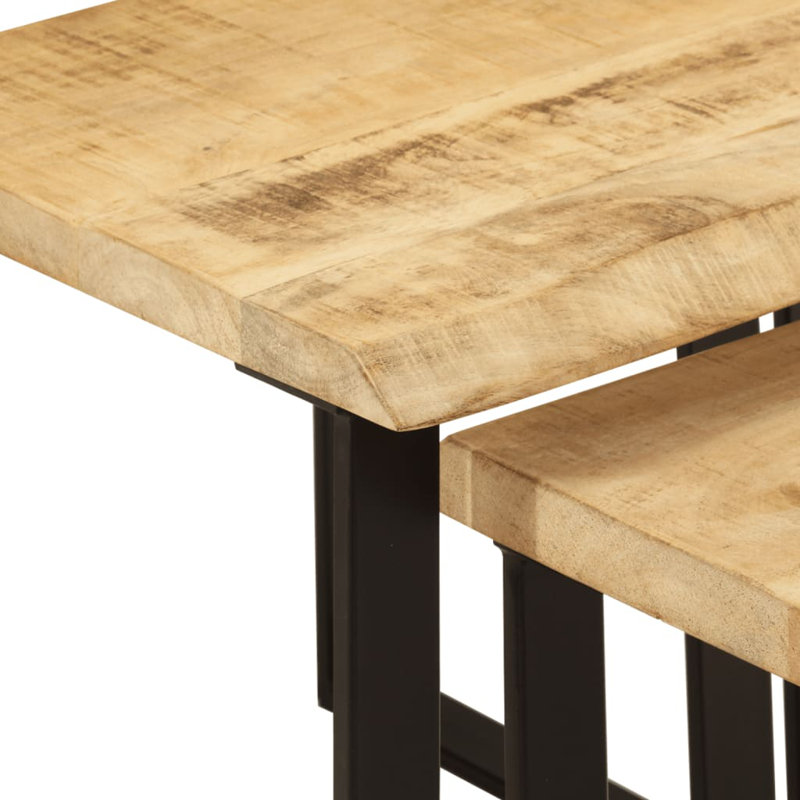 Izmir Rectangular Metal Outdoor Table Sets , 60cm cm W 33cm cm D, Black, Light Oak