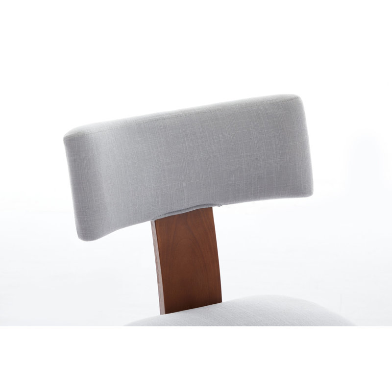 Ensemble de 2 chaises de salle à manger modernes sans accoudoirs - Design à oreilles courbées avec pieds en bois massif et revêtement en lin