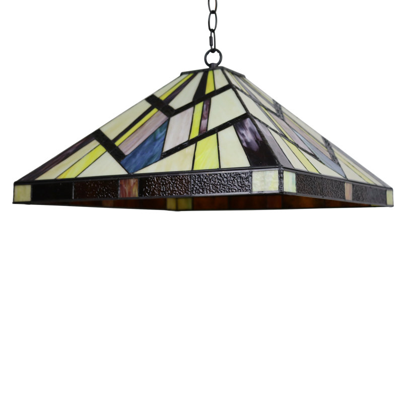 Luminaire suspendu 2 lumières en bronze noirâtre de style Tiffany Foundar Select Mission Annarosa