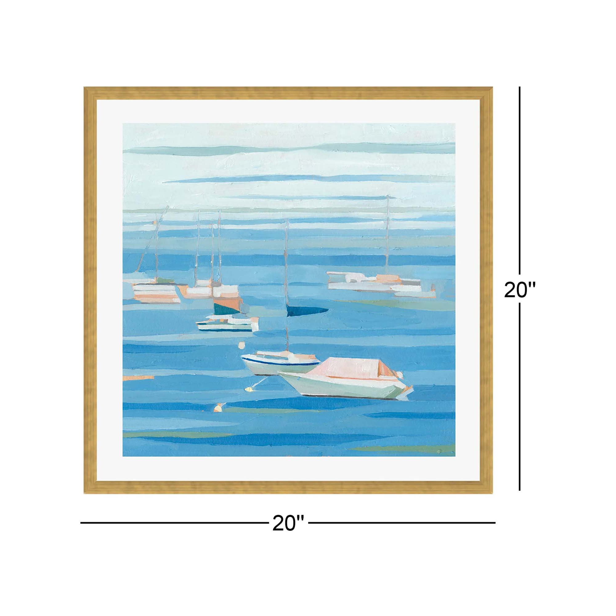 Summer Regatta I by Emma Scarvey, Gold, 20"H x 20"W
