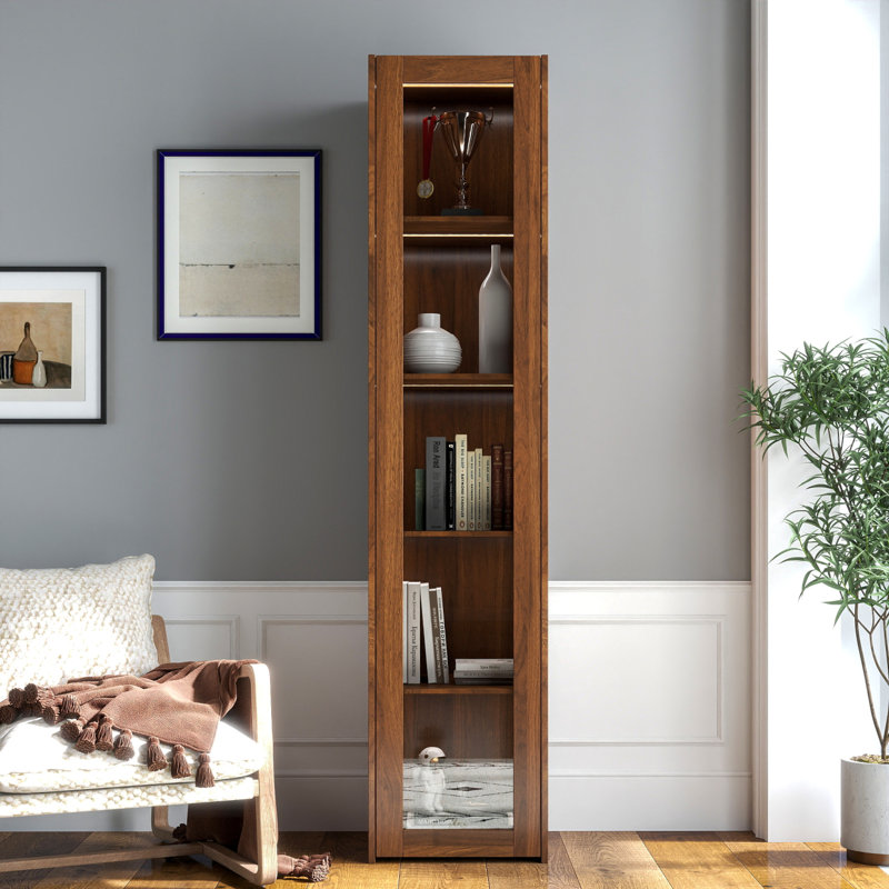 Vitrine avec portes en verre et 5 tablettes avec lumières DEL pour objets de collection