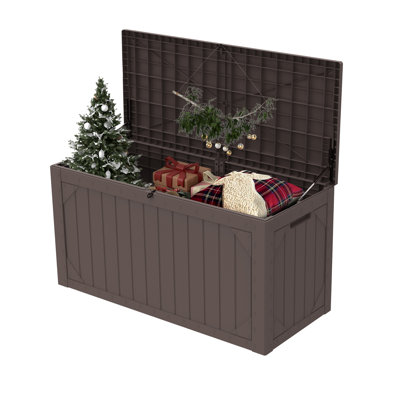 Boîte de rangement extérieure 100 gallons en résine imperméable, verrouillable, résistante aux rayons UV