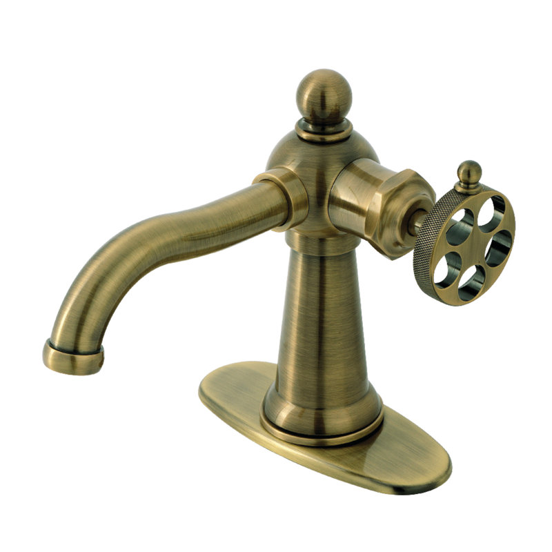 Robinet de salle de bain monotrou avec drain Wendell, Laiton antique