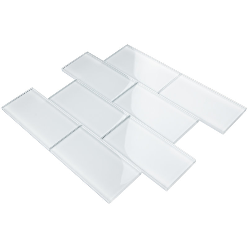 Crystile 3 in. X 6 in. Glossy Glass Subway Tile, White