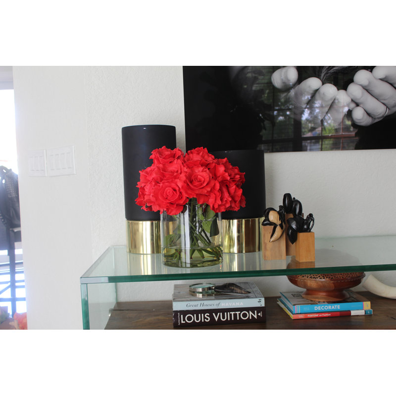 Rota Cylinder Roses Floral Arrangement in Pot, Red