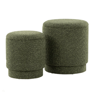 Ottoman Set In Dark Green Fabric