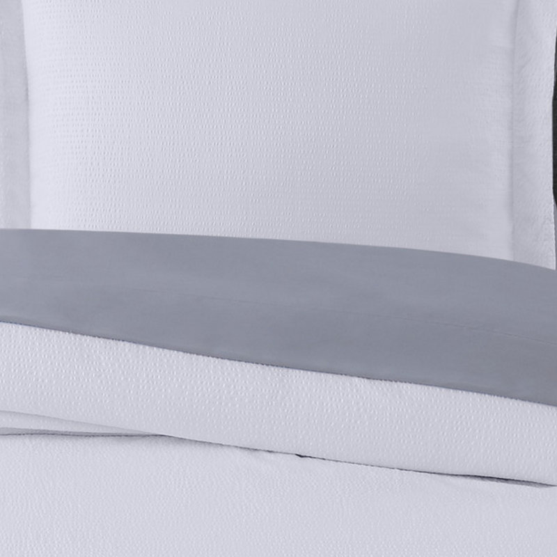 Truly Calm Antimicrobial Ring Stitch Solid Colour Comforter Set, Full/Double Comforter + 6 Additional Pieces, White