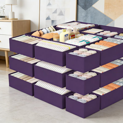 Foldable Fabric Drawer Organizer Set - 18 Pack Storage Bins For Clothes, Underwear, Socks, Bras, And Accessories - Dresser And Closet Organizers For Bedroom, Nursery, And Home Organization