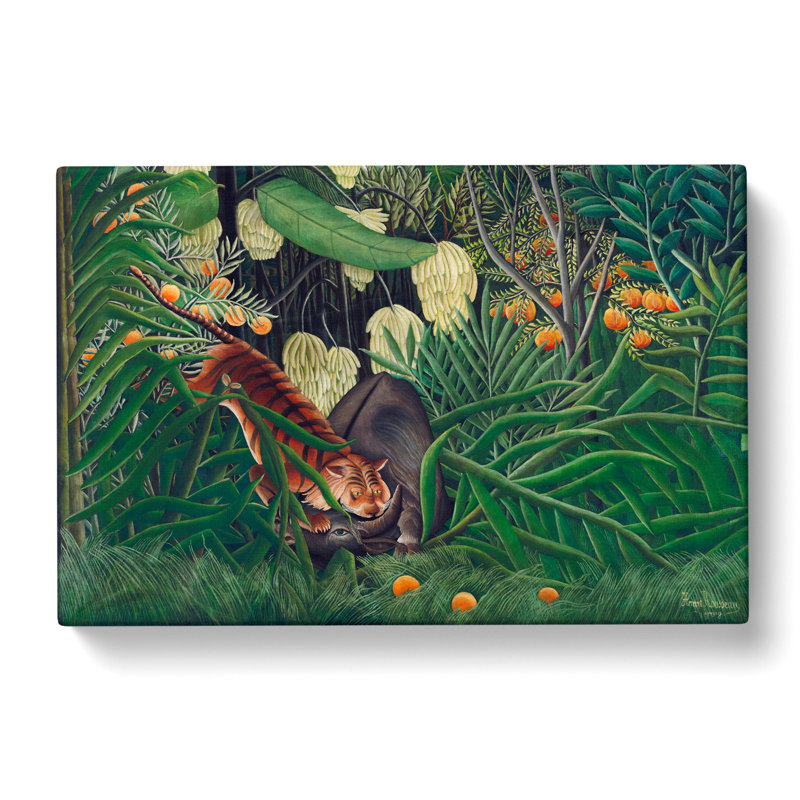 Combat Of A Tiger And Buffalo Vol.2 by Henri Rousseau - Wrapped Canvas Painting, 40cm H x 60cm W x 3cm D