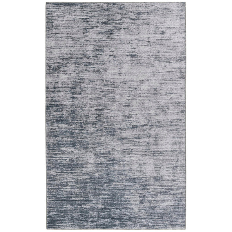 Tapis gris en chenille tissé à la machine Ikhasa, Rectangle de 5 pi x 8 pi