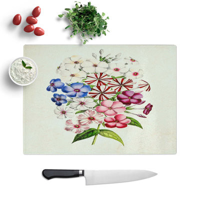 Glass Illustration of A Petunia Flowers Chopping Board