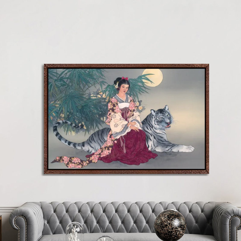 Spiritual Journey - Painting on Canvas, 152.5 cm H x 101.5 cm W, Classic Brown Wood Framed