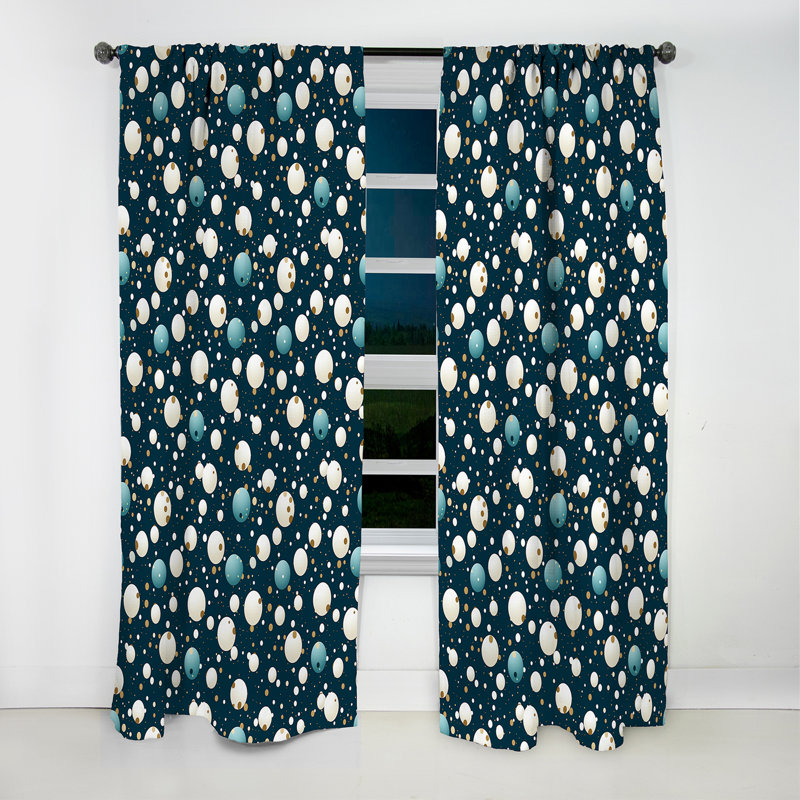 Motif à pois Nautique Allure - rideau abstrait - rideau occultant - 1 panneaux, L 52 po x L 84 po