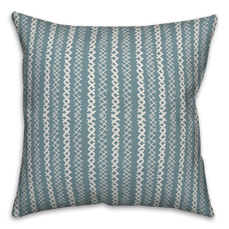 Geometric Throw Pillow, 16" x 16", Blue/White Striped 2