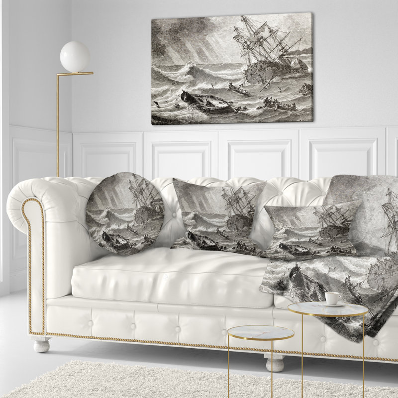 Oreiller rétro Seascape, Rectangulaire, 12 po x 20 po