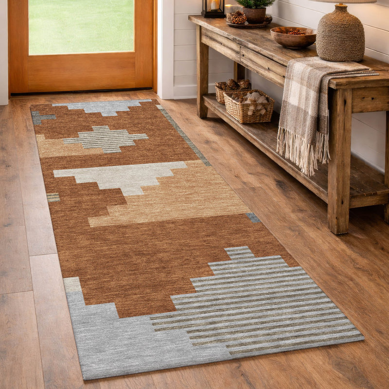 Tapis intérieur / extérieur lavable à la machine Chantille ACN2847, Paprika, Tapis de couloir 2 pi 3 po x 7 pi 6 po