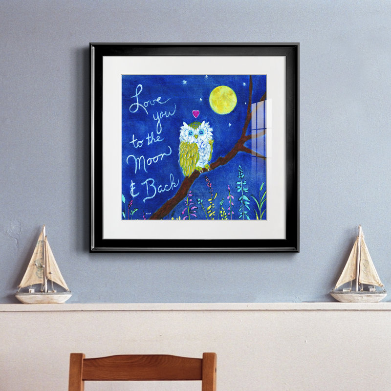 «Love You Owl», reproduction sur papier encadrée, H 17,5 po x l 17,5 po x P 1,5 po, Noir