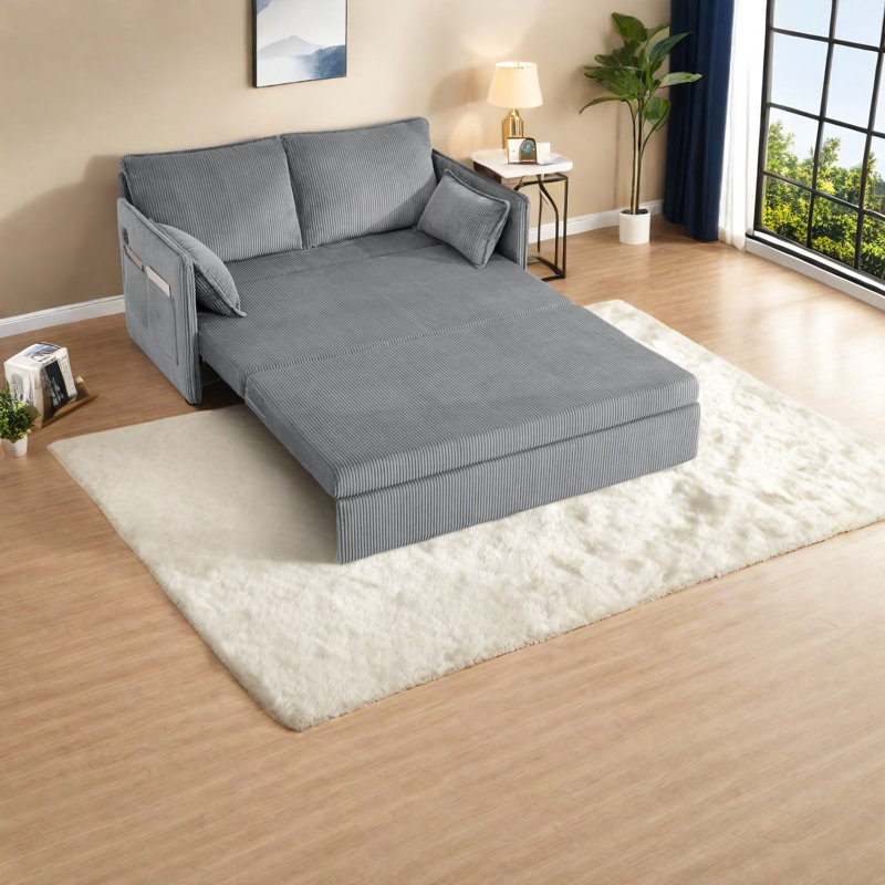 Lits convertibles peu encombrants, style moderne en velours côtelé gris