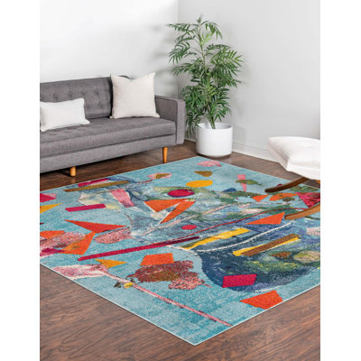 Tapis abstrait bleu / orange 