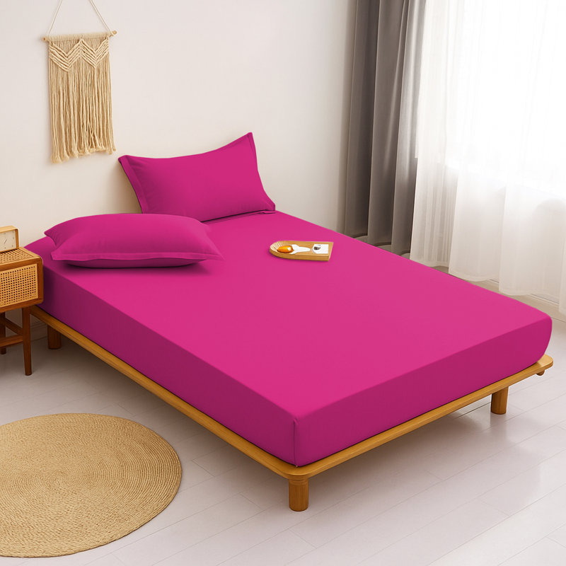 Aspire Homeware Ultra Soft 40cm Deep Fitted Sheet for Extra Deep Mattress and Cozy Sleep, Hot Pink, Single (3')