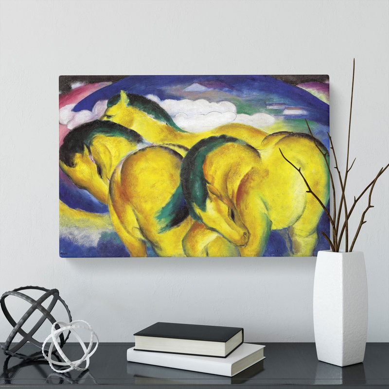 Yellow Horses by Franz Marc - Wrapped Canvas, 50cm H x 76cm W x 3cm D