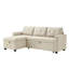 Lit rembourré avec méridienne de rangement beige - Canapé modulaire convertible carré et revêtu de lin