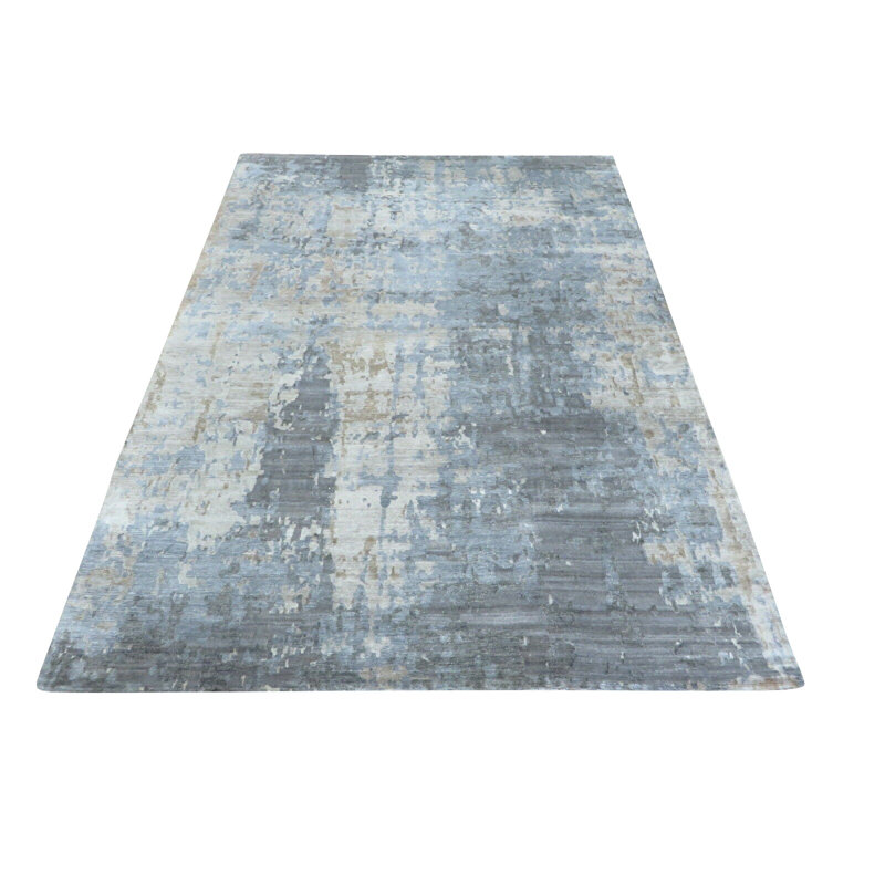 Tapis de la surface en soie 10 pi x 14 po noué la à la main one-of-kind