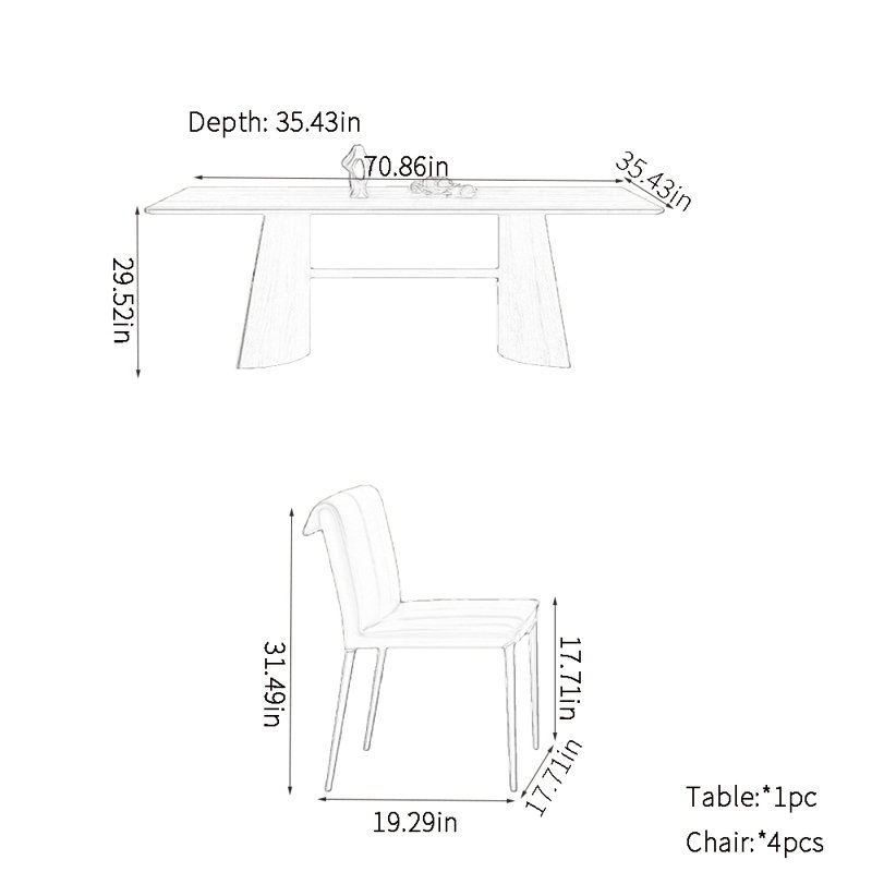 Ensemble de table de salle à manger rétro vintage, H 29,52 po x L 70,86 po x l 35,43 po