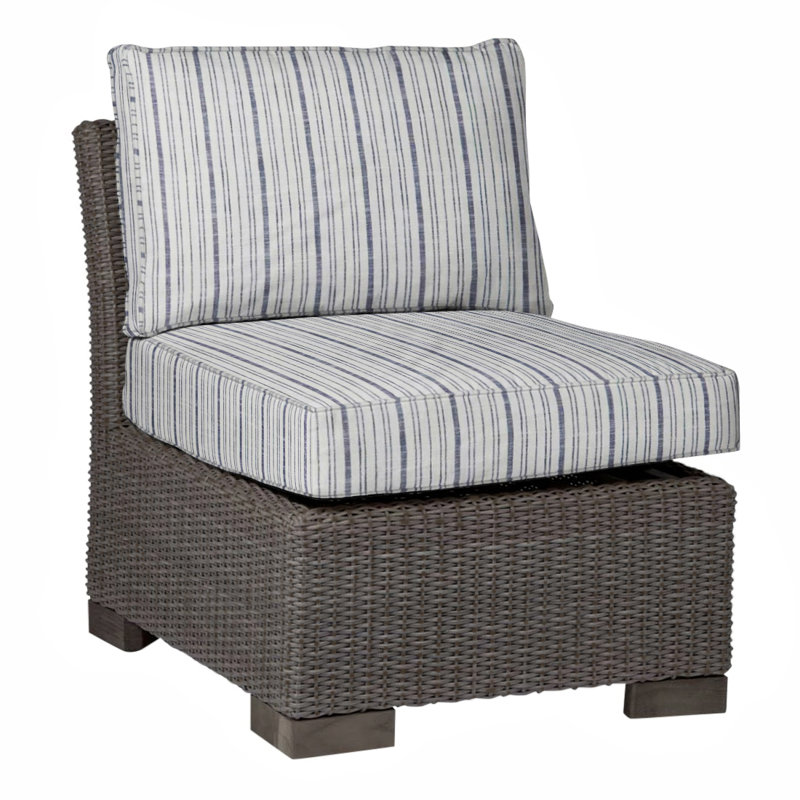 Club Patio Lounge Chair with Cushions, Welt, Rollo Cream, Black Walnut
