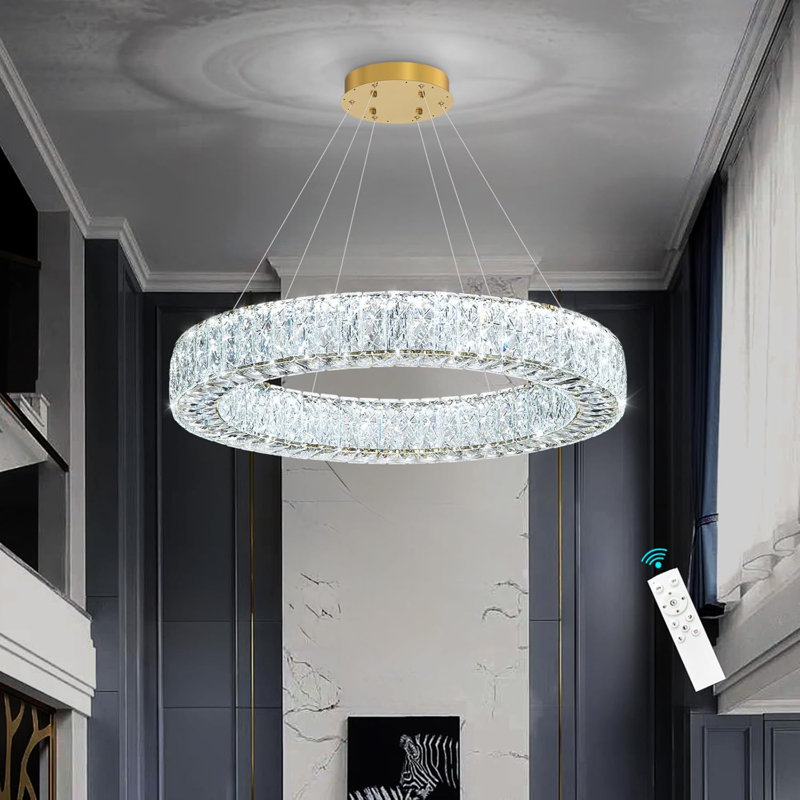 Glam Dimmable Crystal Chandelier, Gold