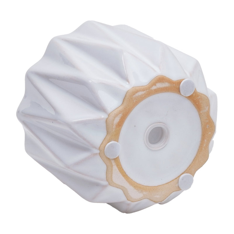Saija 5" Devi Round Ceramic Planter, White