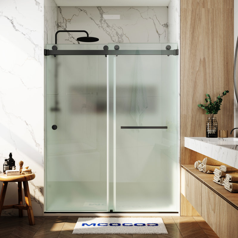 Opal Mirage MCOCOD 56-61"W x 79"H Double Sliding Frameless Smooth Sliding Shower Door with 3/8"(10mm)Frosted Glass