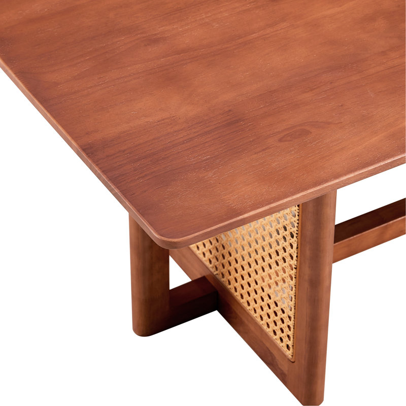 Small Solid Wood Tea Table With , In Rich Walnut Color Decorated Rectangular Coffee Table,
