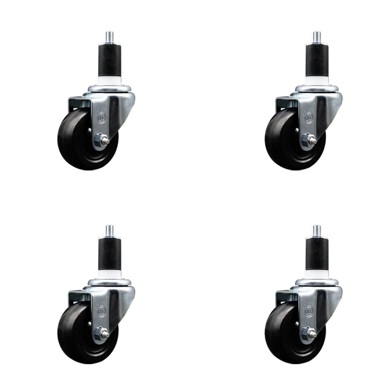 Ensemble de roulettes extensibles en caoutchouc souple de 3 pouces 1-1 / 2 pouces SCC