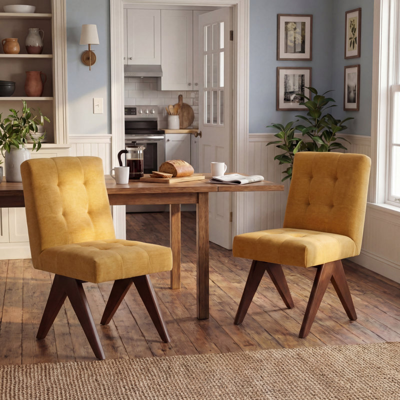 Nieck Tufted Upholstered Parsons Chair , Yellow