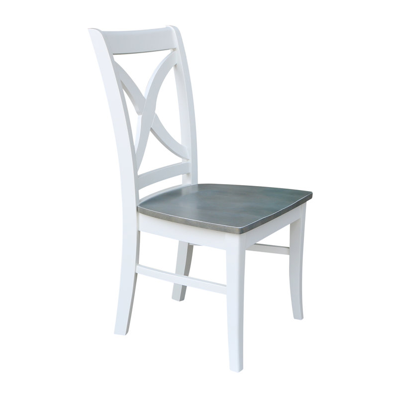 Rochet Solid Wood Side Chair, White/Heather Gray