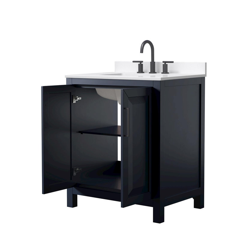 Daria 30'' W Vanity, Matte Black, Blue, White Quartz