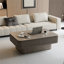Table basse en bois cannelé avec rangement à plateau relevable gris classique, 38,6 pouces