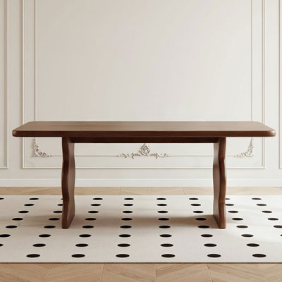 Modern Nut-Brown Rectangular Solid Wood Dining Table