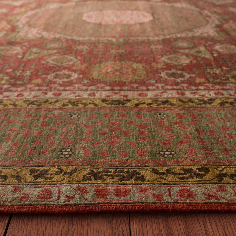 Ralph Lauren Lourens Hand Knotted, 80% Wool And 20% Cotton, Madder Red Area Rug, Rectangle 9' x 12'