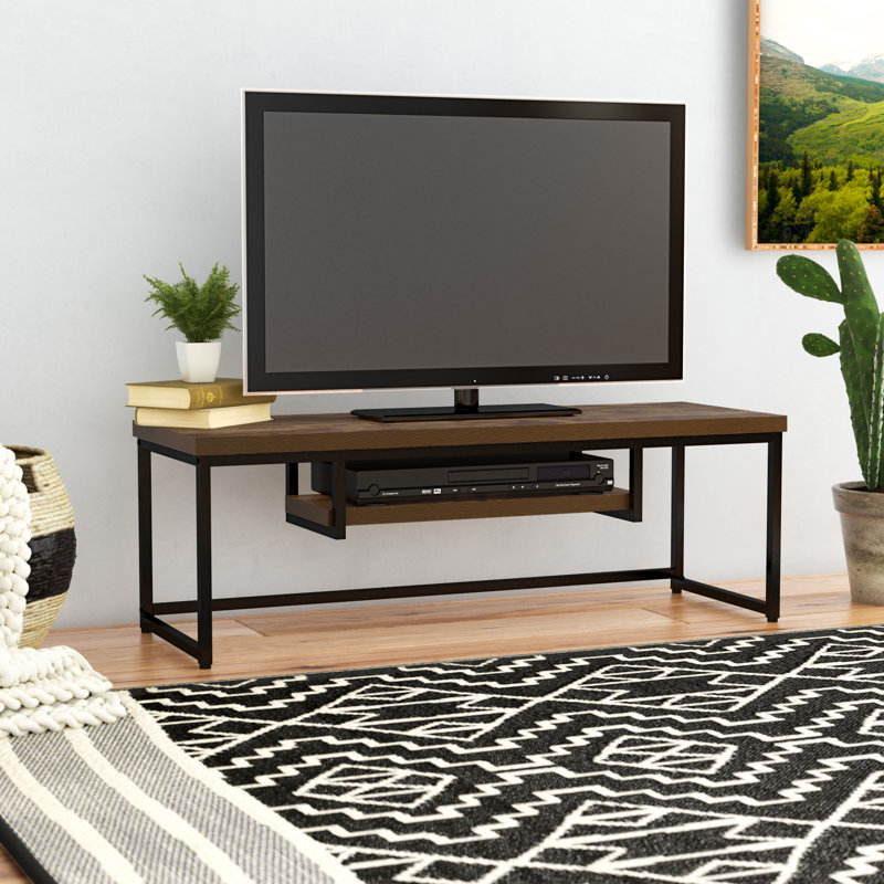 Meuble télé de type console audio-vidéo pour le salon, Chêne vieilli/noir, H 16 po x l 47 po x P 16 po