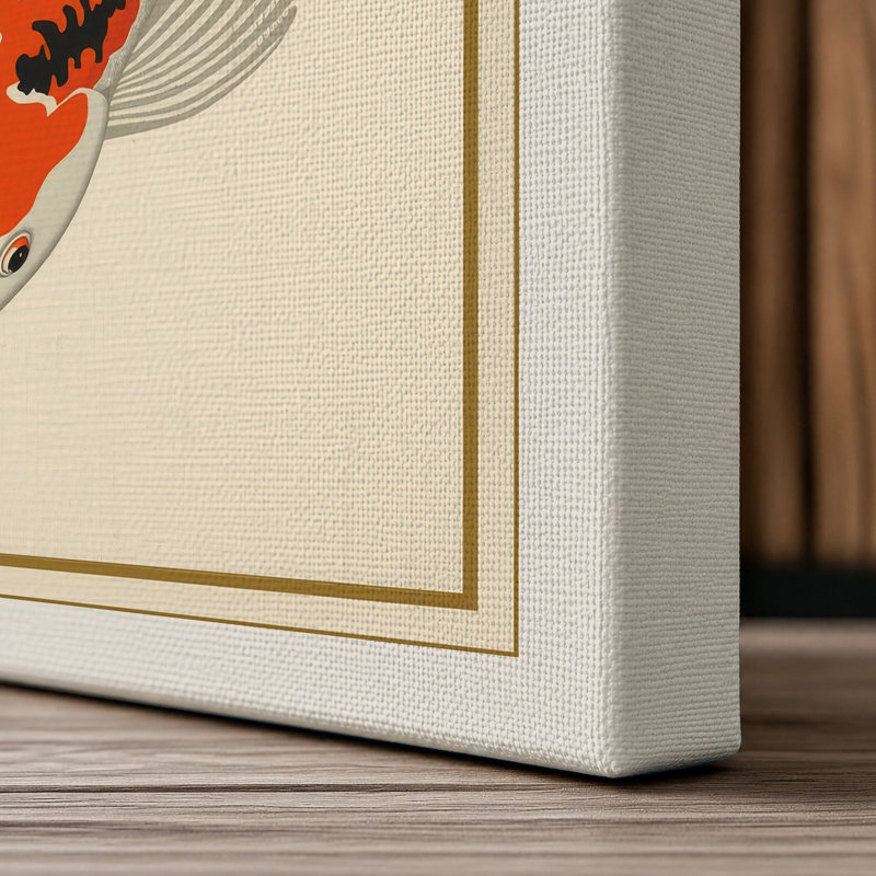 Koi in Stillness Japandi - Wrapped Canvas, 24x16 - 61.0 x 40.6 cm, Cream Border