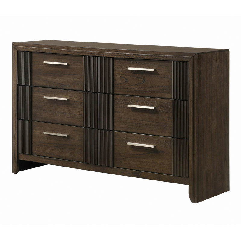 Commode contemporaine à six tiroirs, commode en bois pour le salon de la chambre à coucher, commode décorative pour le rangement