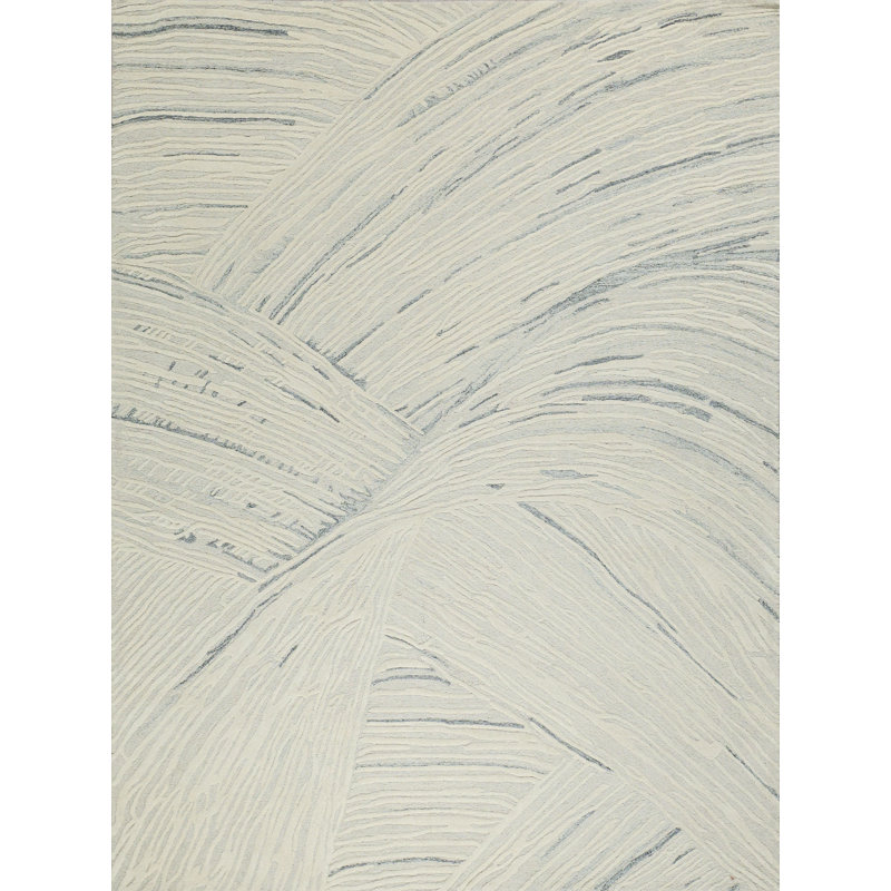 Entro Handmade New Zealand Wool, Silver/Ivory Area Rug, Rectangle 6' x 9'