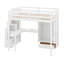 Lit mezzanine double avec bureau et escalier, lit mezzanine en bois avec station de charge, bibliothèque, armoire, portes et tiroirs-1072286286