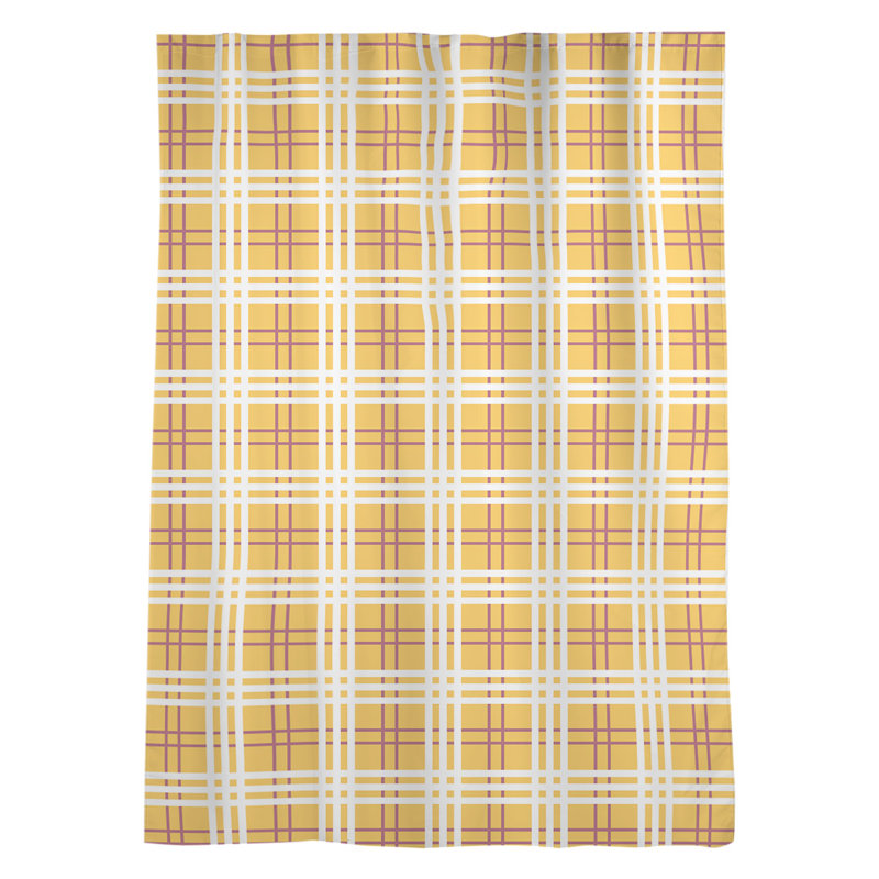 Sheer Curtain Single Panel, Yellow/White/Brown