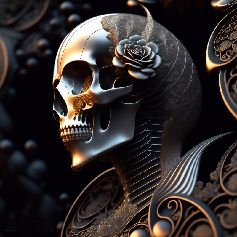 «Flower & Feather Skull» par Stephen Chambers - Photographie sur toile tendue, H 30 po x l 30 po x P 1,5 po