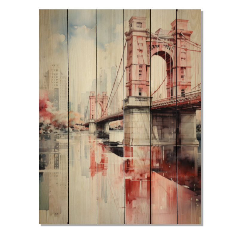 " Red Bridge Architectural Marvel II ", 32" H x 24" W x 0.78" D