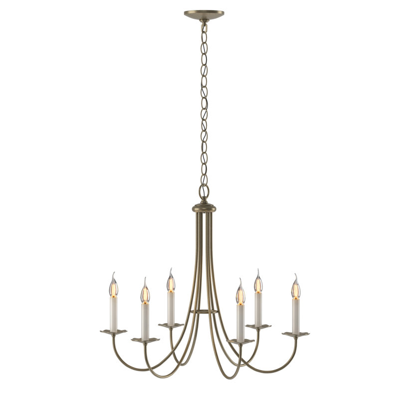 Lustre traditionnel / classique à 6 lumières de style bougie Simple Sweep, Or doux