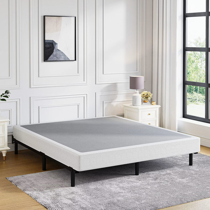 Ndayisenga 5 Inch Low Profile Metal Box Spring, Heavy Duty Mattress Foundation with Steel Slats, Easy Assembly & Noise Free Support, King Size